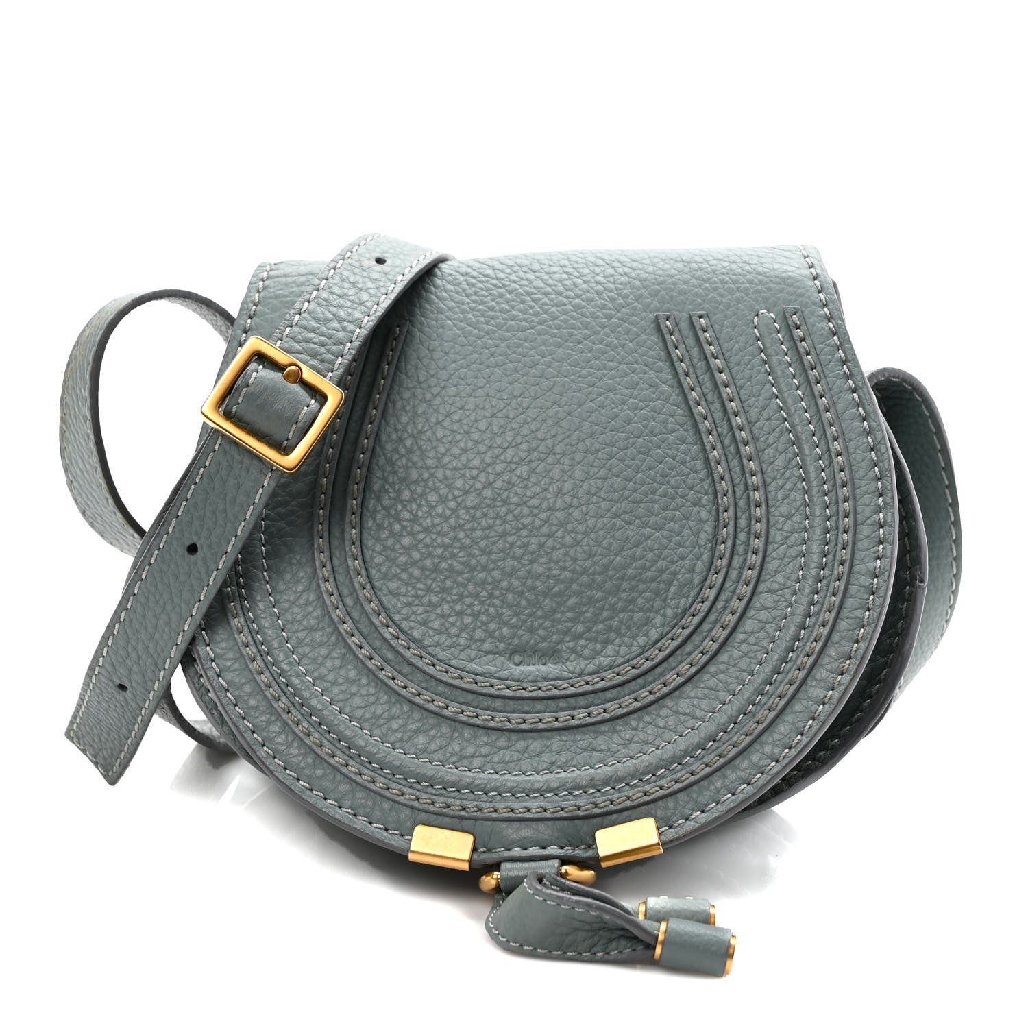 Chloe Calfskin Mini Marcie Round Crossbody Bag Faded Blue 1 of 11