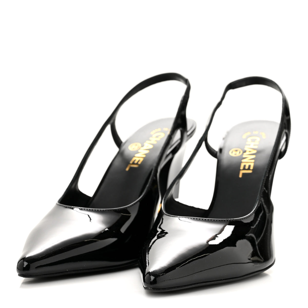 Chanel Patent Calfskin Slingback CC Cutout Pumps 40 Black 4 of 10