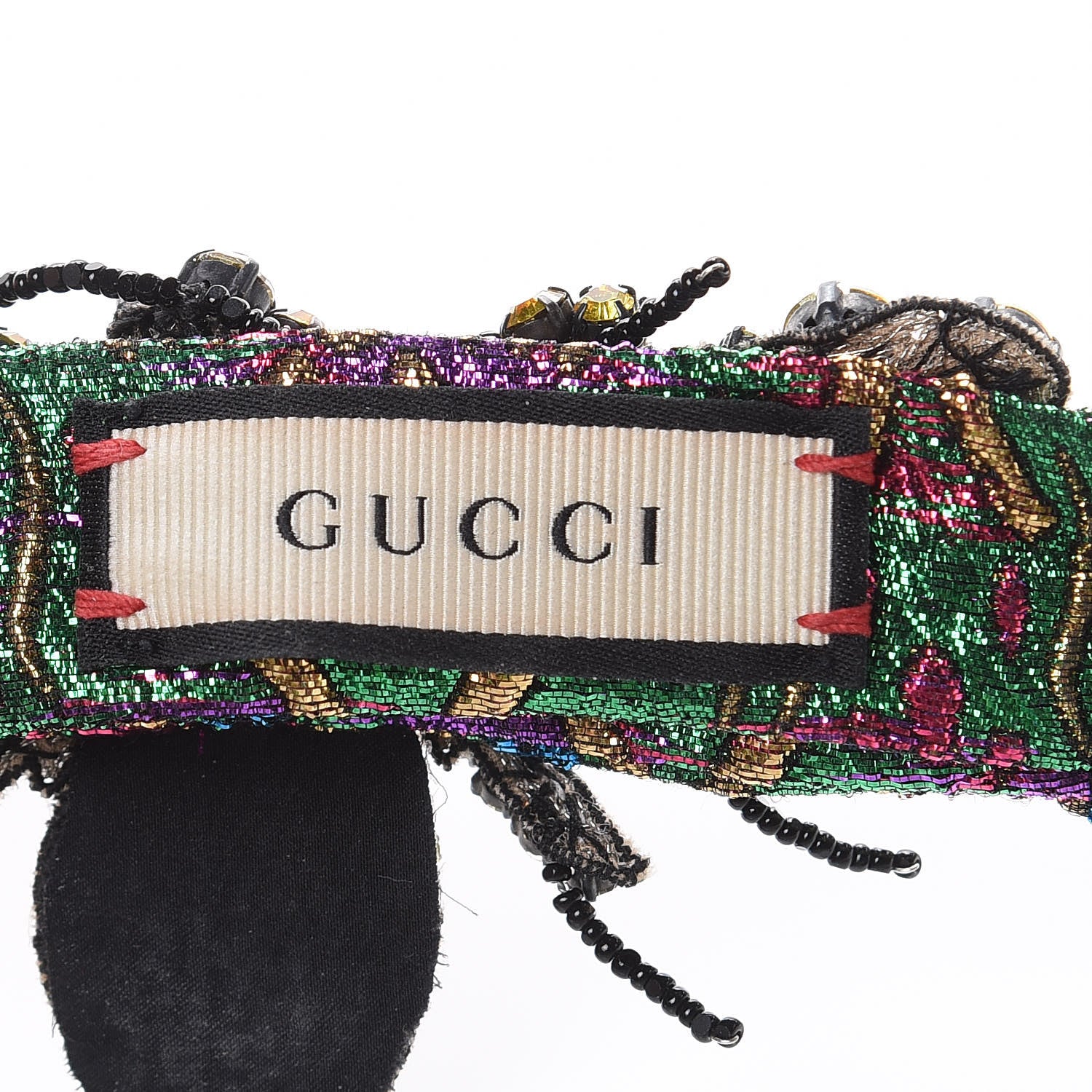 Gucci Jacquard Crystal Embellished Bee Headband 6 of 7