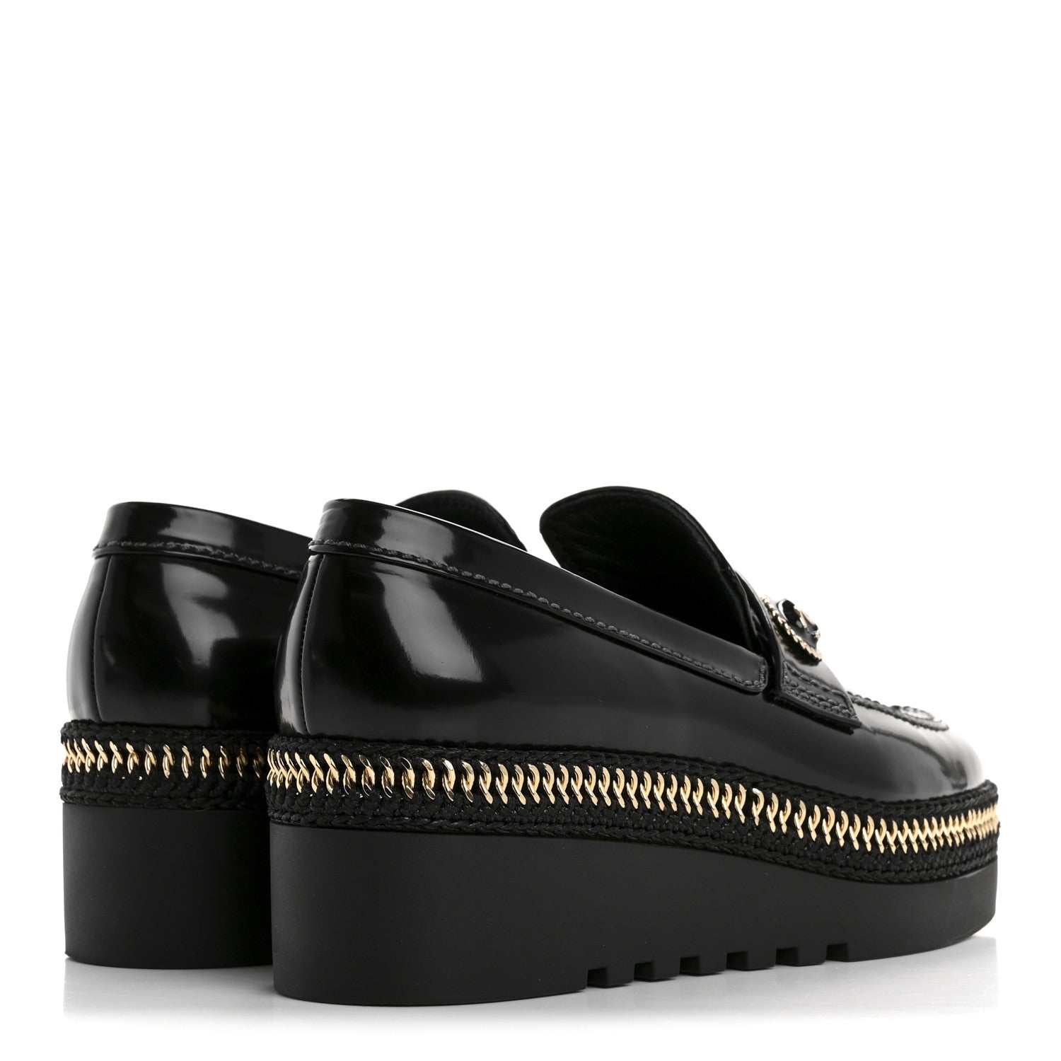 Chanel Shiny Calfskin Platform Loafers 37 Black 5 of 13