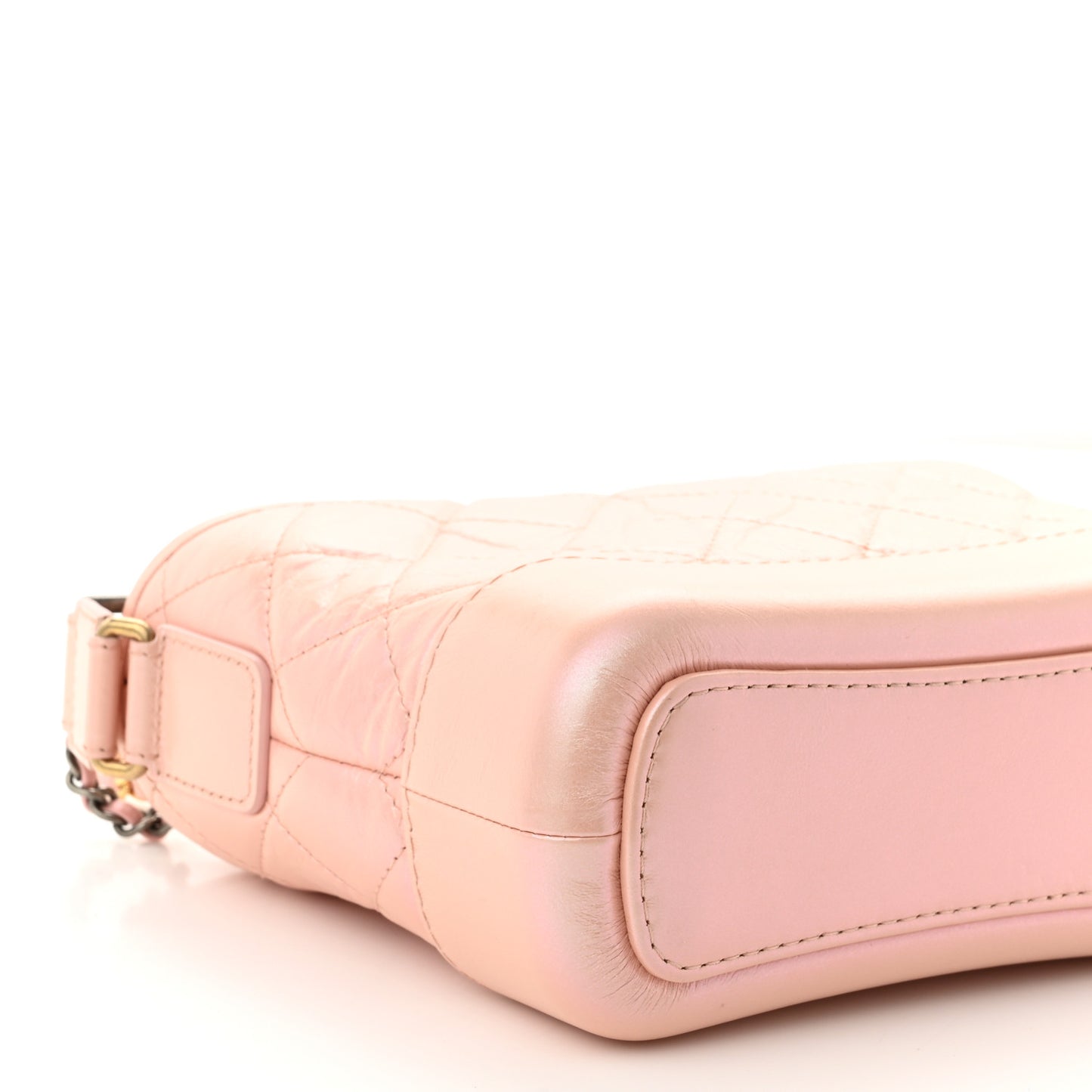 Iridescent Aged Calfskin Quilted Small Gabrielle Hobo Rose