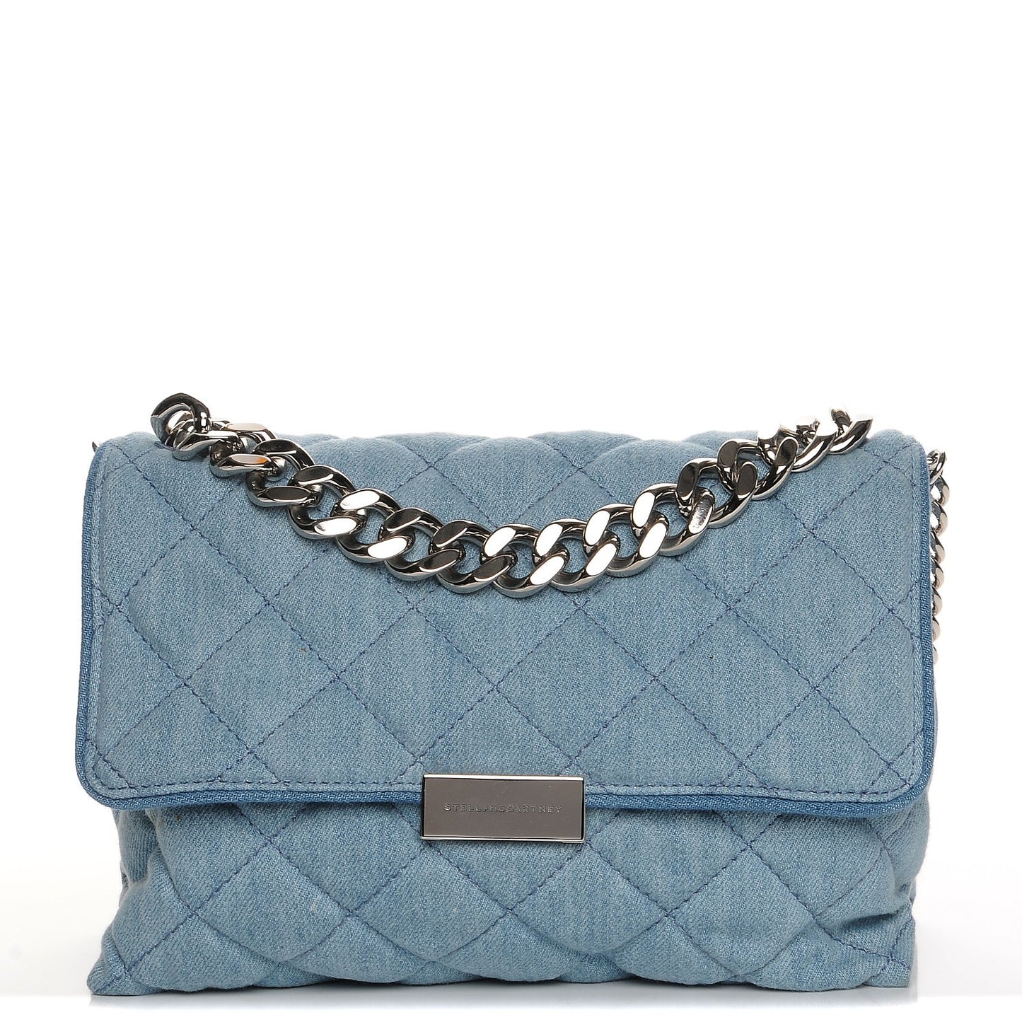 Eco Denim Quilted Small Beckett Shoulder Bag Blue