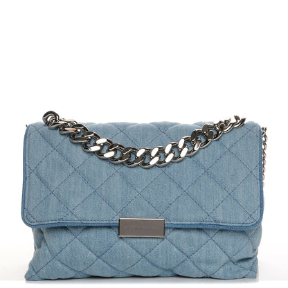 Stella McCartney Eco Denim Quilted Small Beckett Shoulder Bag Blue 1 of 8