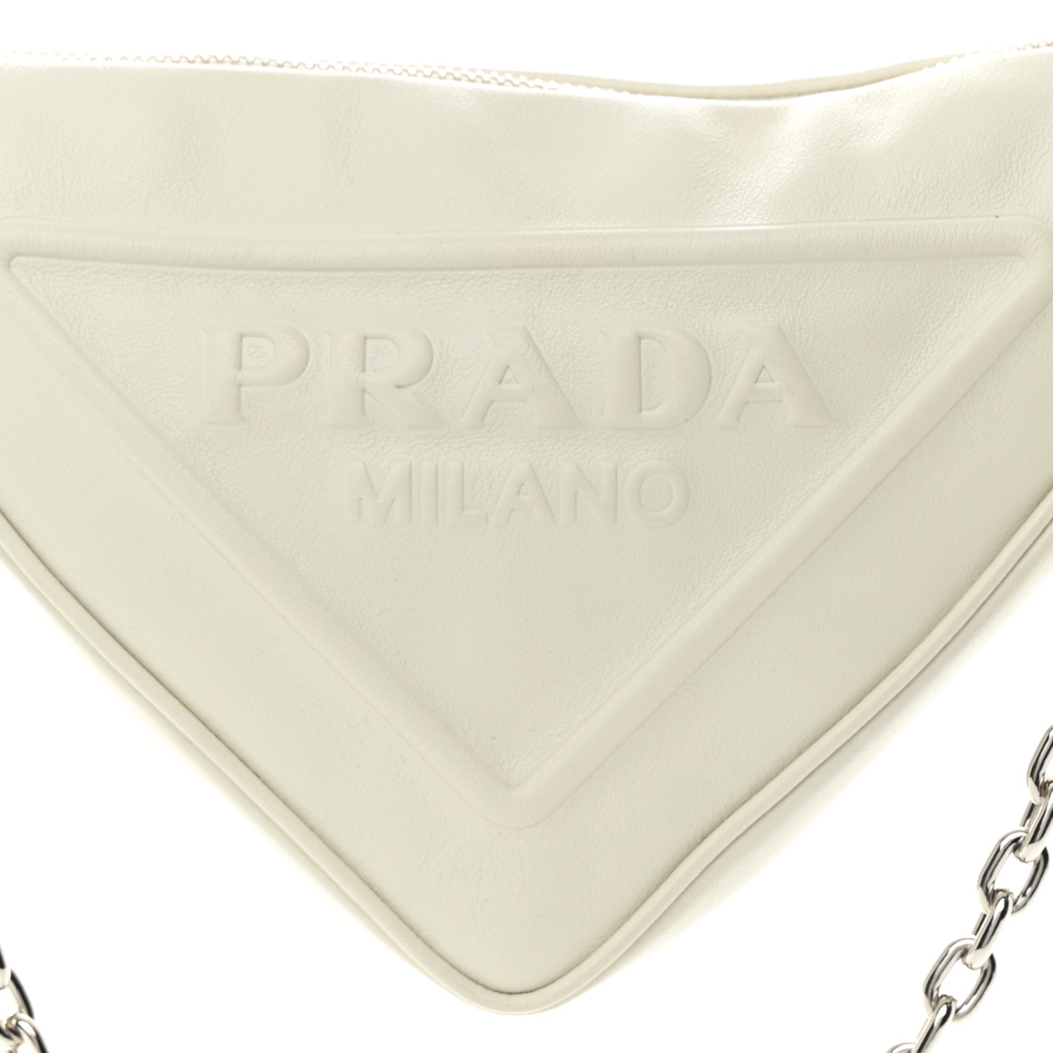 Prada Grace Lux Triangle Logo Embossed Mini Triangle Bag White 8 of 12