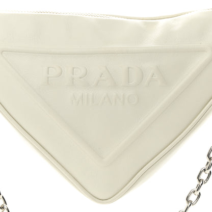 Prada Grace Lux Triangle Logo Embossed Mini Triangle Bag White 8 of 12