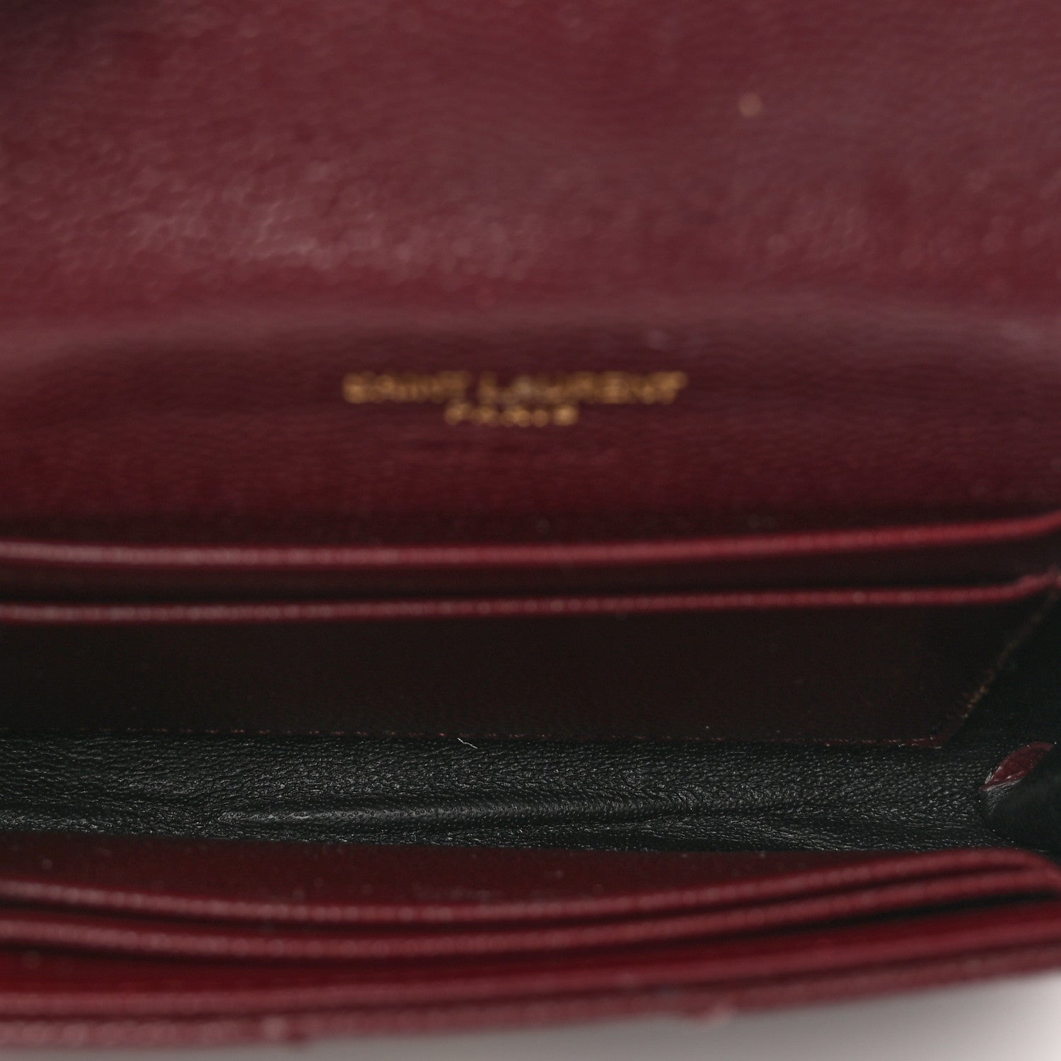 Saint Laurent Grain De Poudre Matelasse Chevron Small Monogram Envelope Wallet Burgundy 5 of 9
