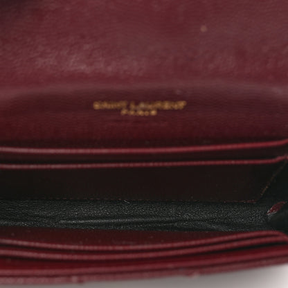 Saint Laurent Grain De Poudre Matelasse Chevron Small Monogram Envelope Wallet Burgundy 5 of 9
