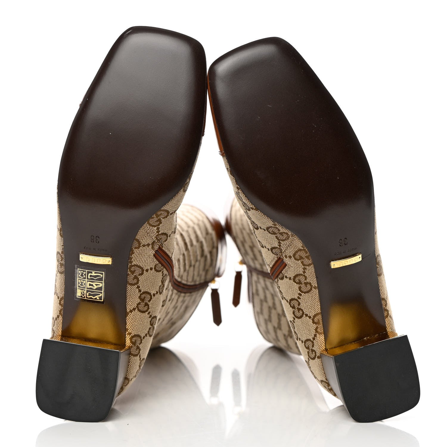 Gucci Monogram Cordovan Lux GG Knee High Boots 38 Beige Cuir 5 of 8