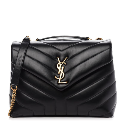 Saint Laurent Calfskin Y Quilted Monogram Small Loulou Chain Satchel Black 1 of 11
