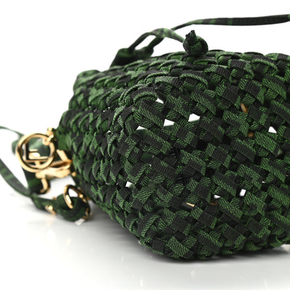 Fendi Fabric Jacquard F is Fendi FF 1974 Woven Knotted Mini Mon Tresor Bucket Bag Verde Black 7 of 8