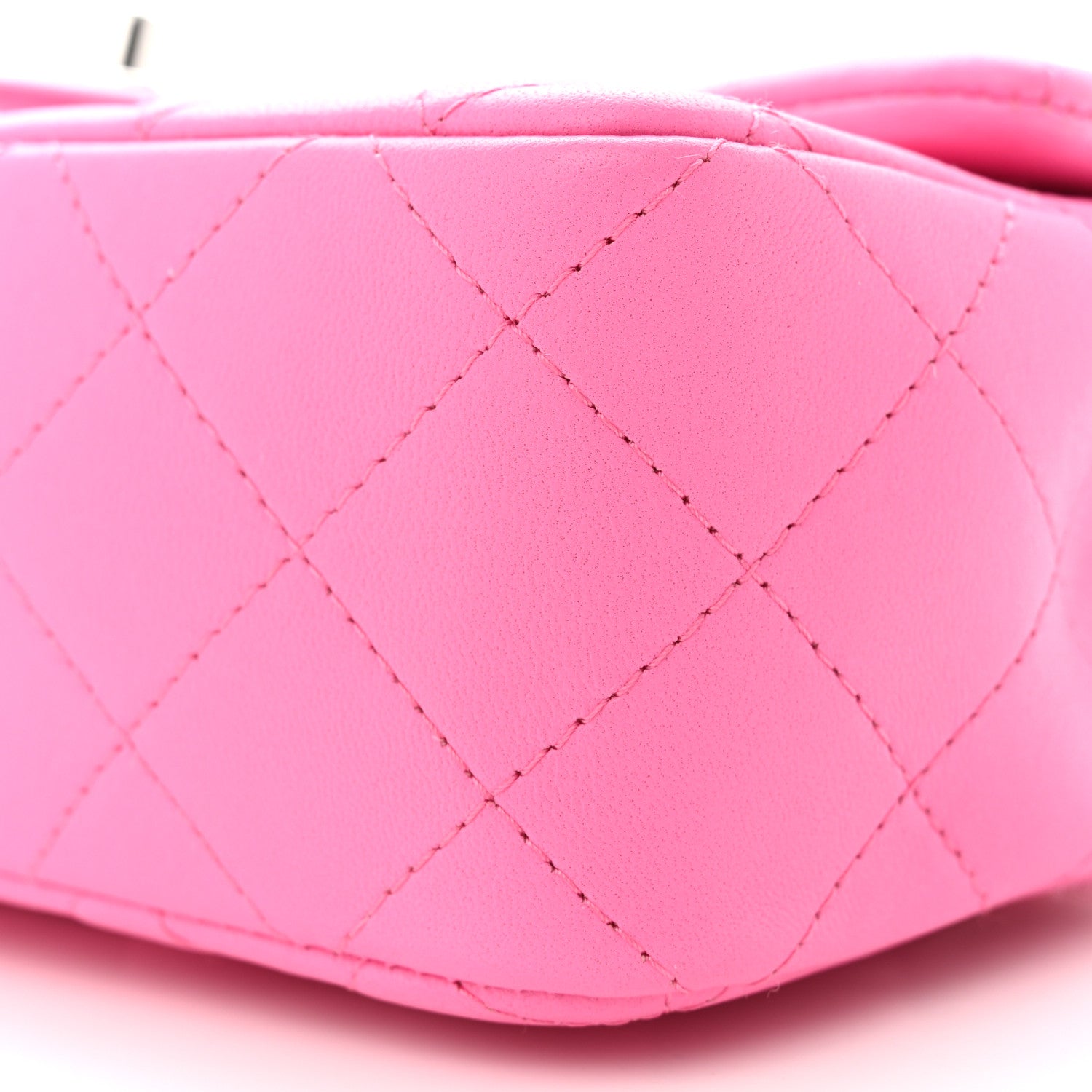 Chanel Lambskin Quilted Mini Rectangular Flap Neon Pink 10 of 12