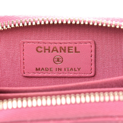 Chanel Lambskin Quilted Zip Around Coin Purse Wallet Pink 6 of 10