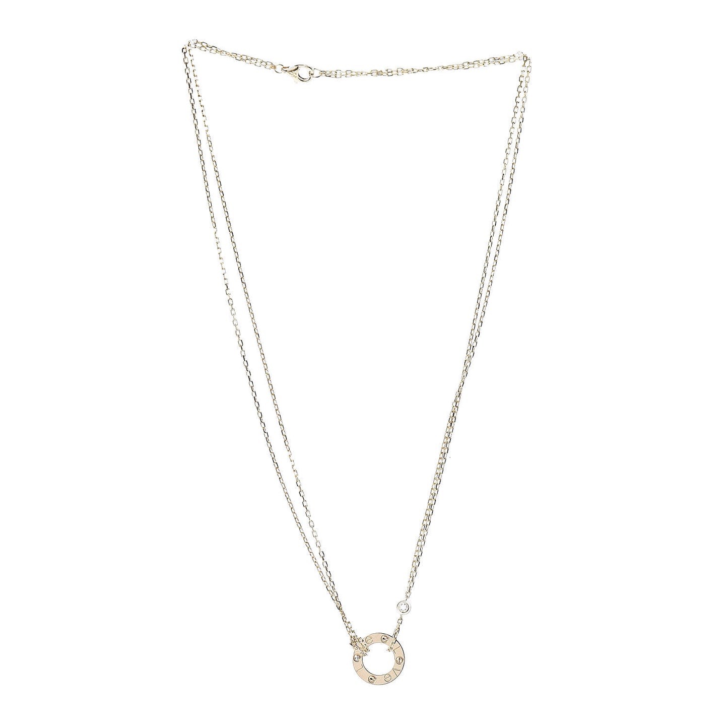 18K Yellow Gold 2 Diamond LOVE Necklace