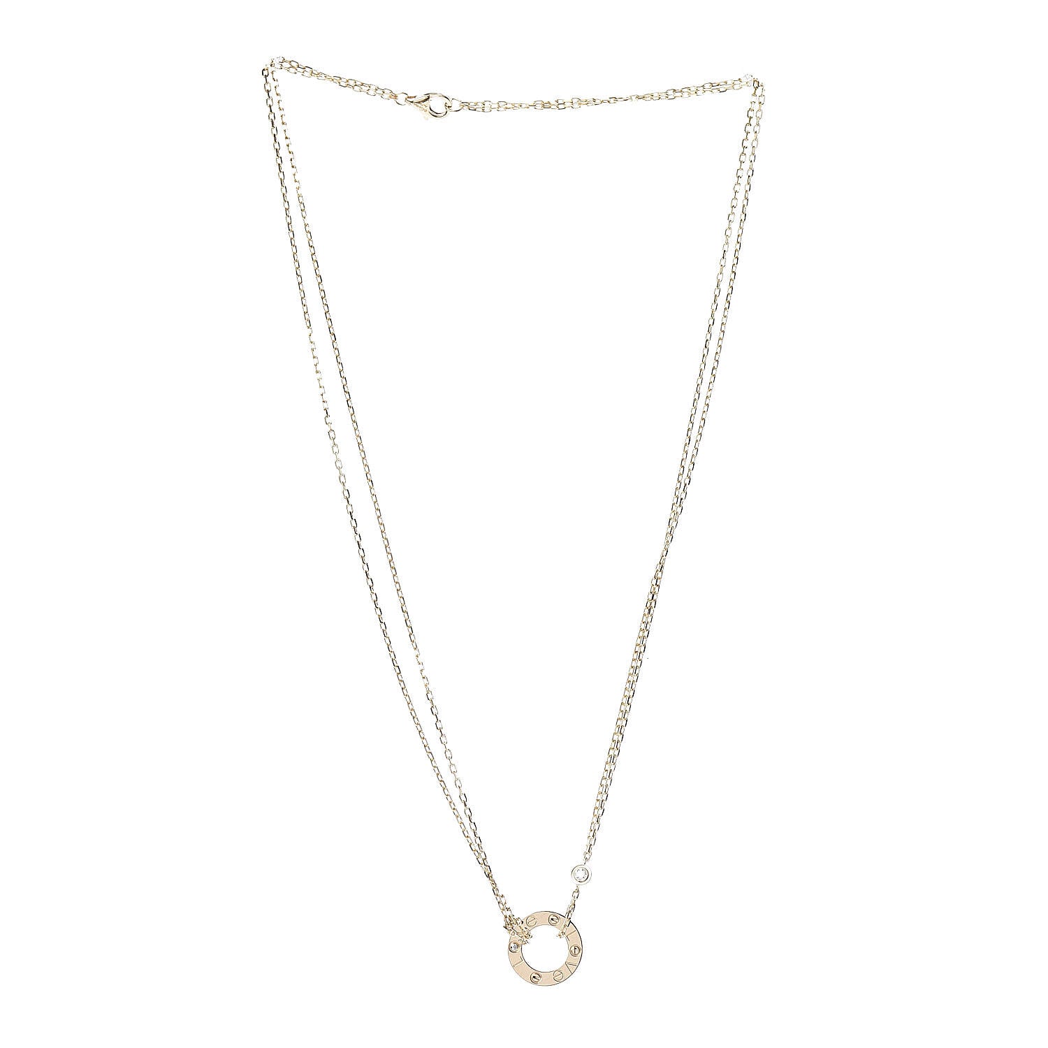Cartier 18K Yellow Gold 2 Diamond LOVE Necklace 3 of 6