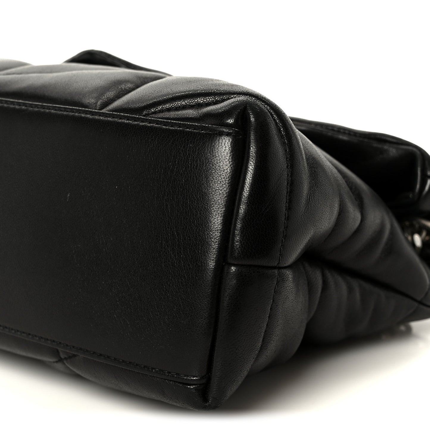 Lambskin Quilted Small Loulou Puffer Monogram Chain Satchel Black