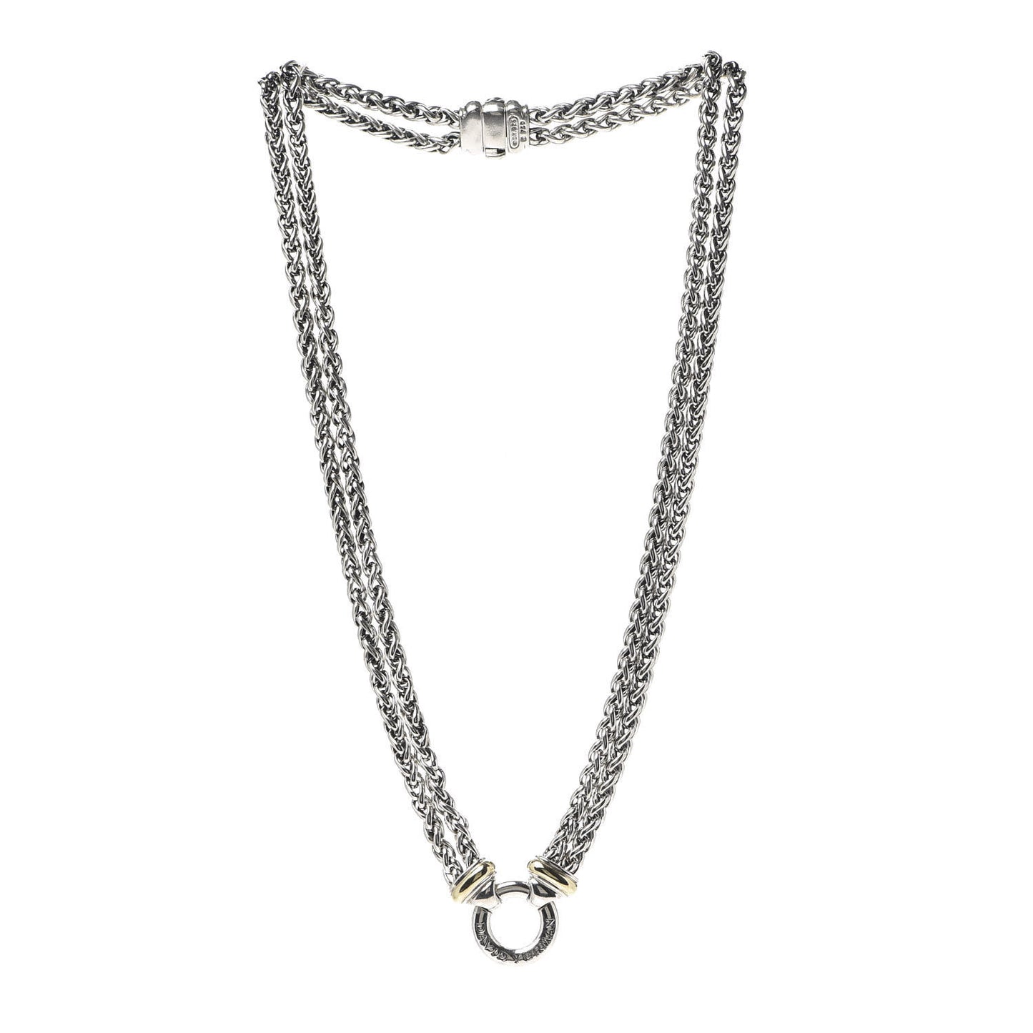 Sterling Silver 18K Yellow Gold 8mm Double Wheat Chain Necklace