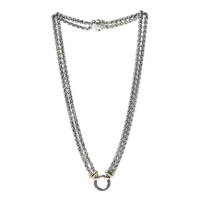 David Yurman Sterling Silver 18K Yellow Gold 8mm Double Wheat Chain Necklace 3 of 8