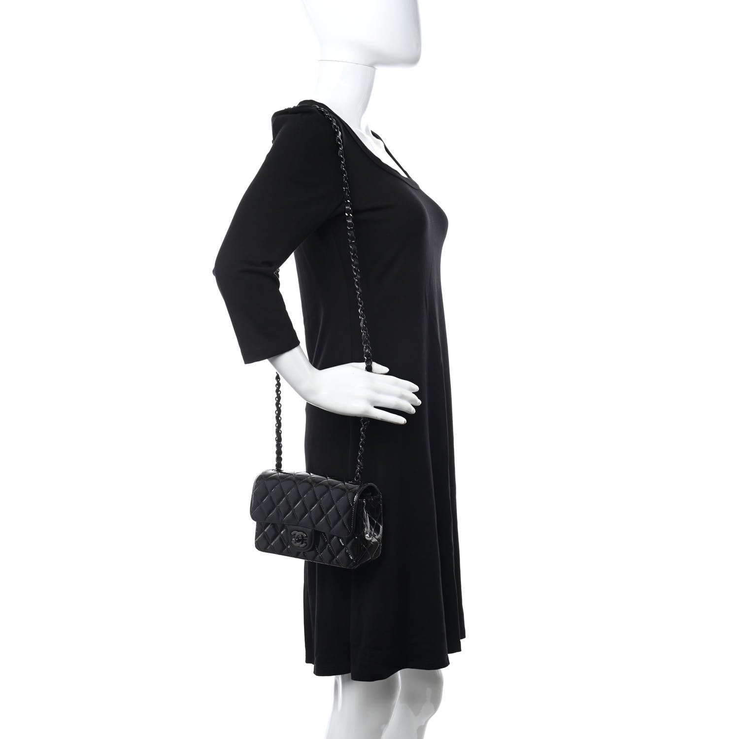 Chanel Patent Calfskin Quilted Mini Rectangular Flap So Black 2 of 11