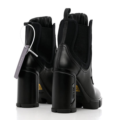 Prada Vitello Montana Neoprene Lace Up Chelsea 110mm Ankle Boots 35 Black 4 of 11