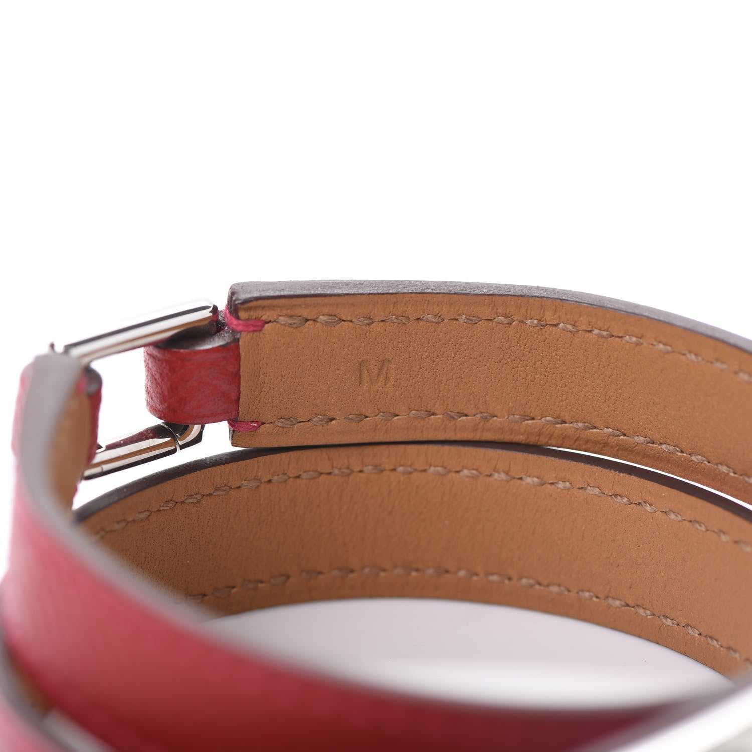 Hermes Epsom Rivale Double Tour Bracelet M Rouge Casaque 6 of 7