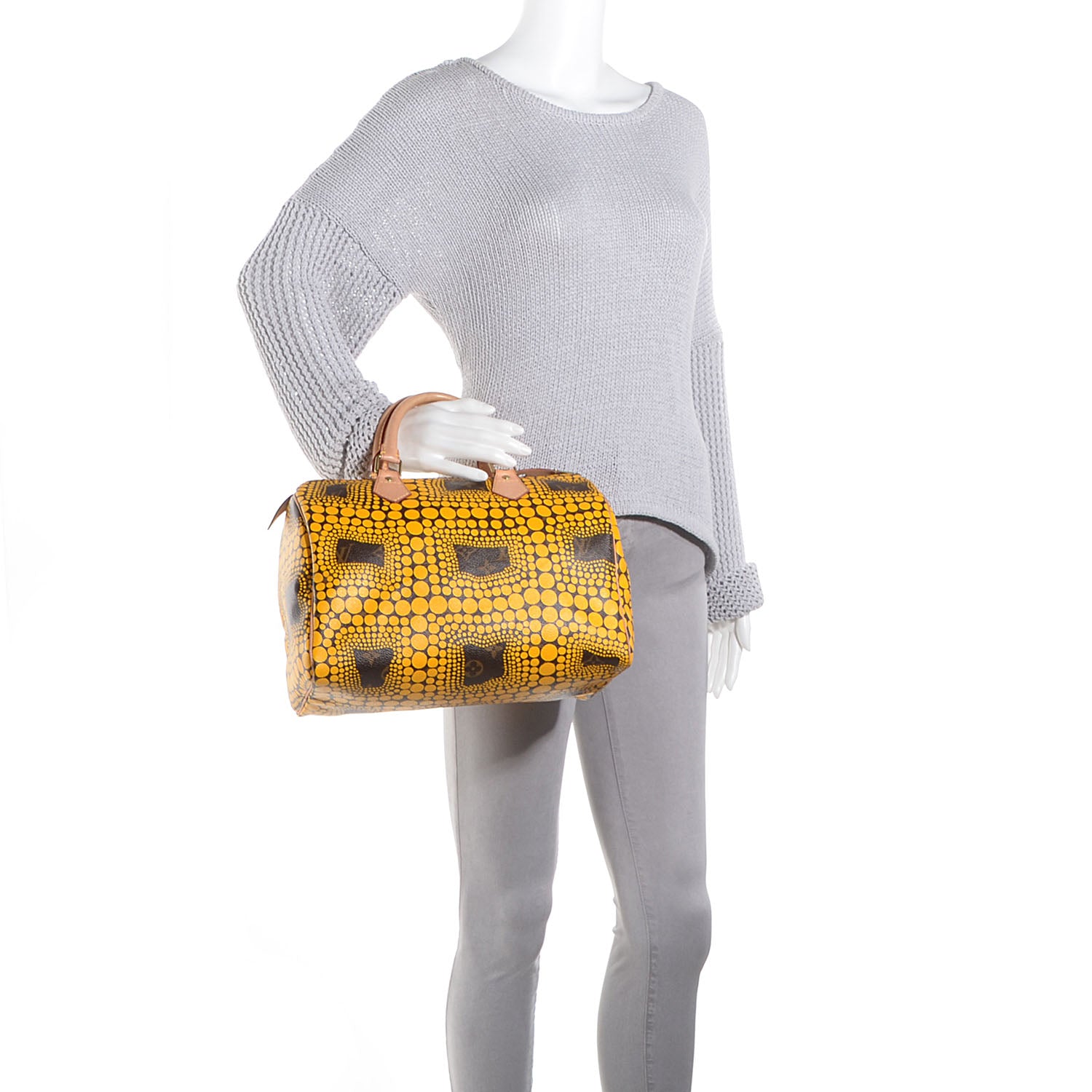 Louis Vuitton Monogram Kusama Town Speedy 30 Yellow 2 of 7
