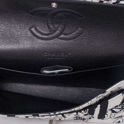 Chanel Canvas Coco Icons Medium Double Flap Black White 8 of 10