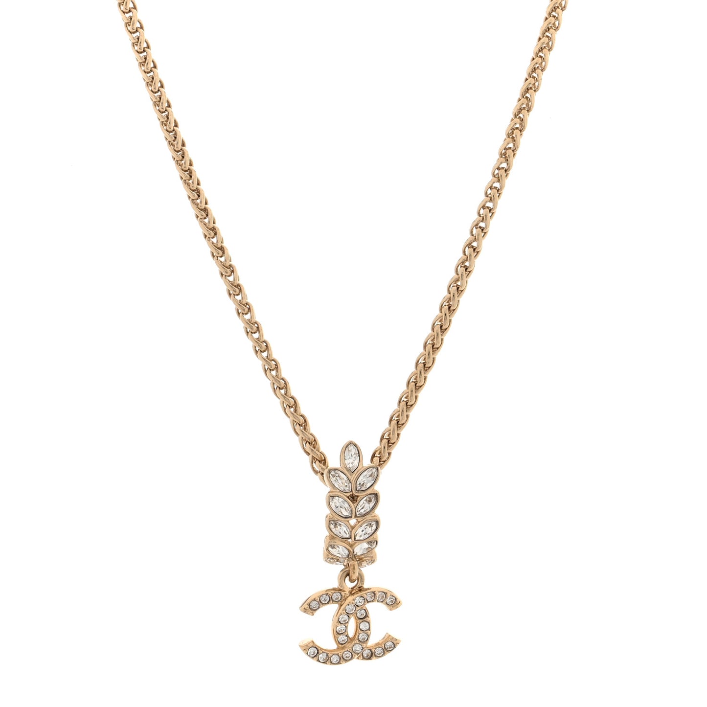 Crystal CC Pendant Necklace Gold