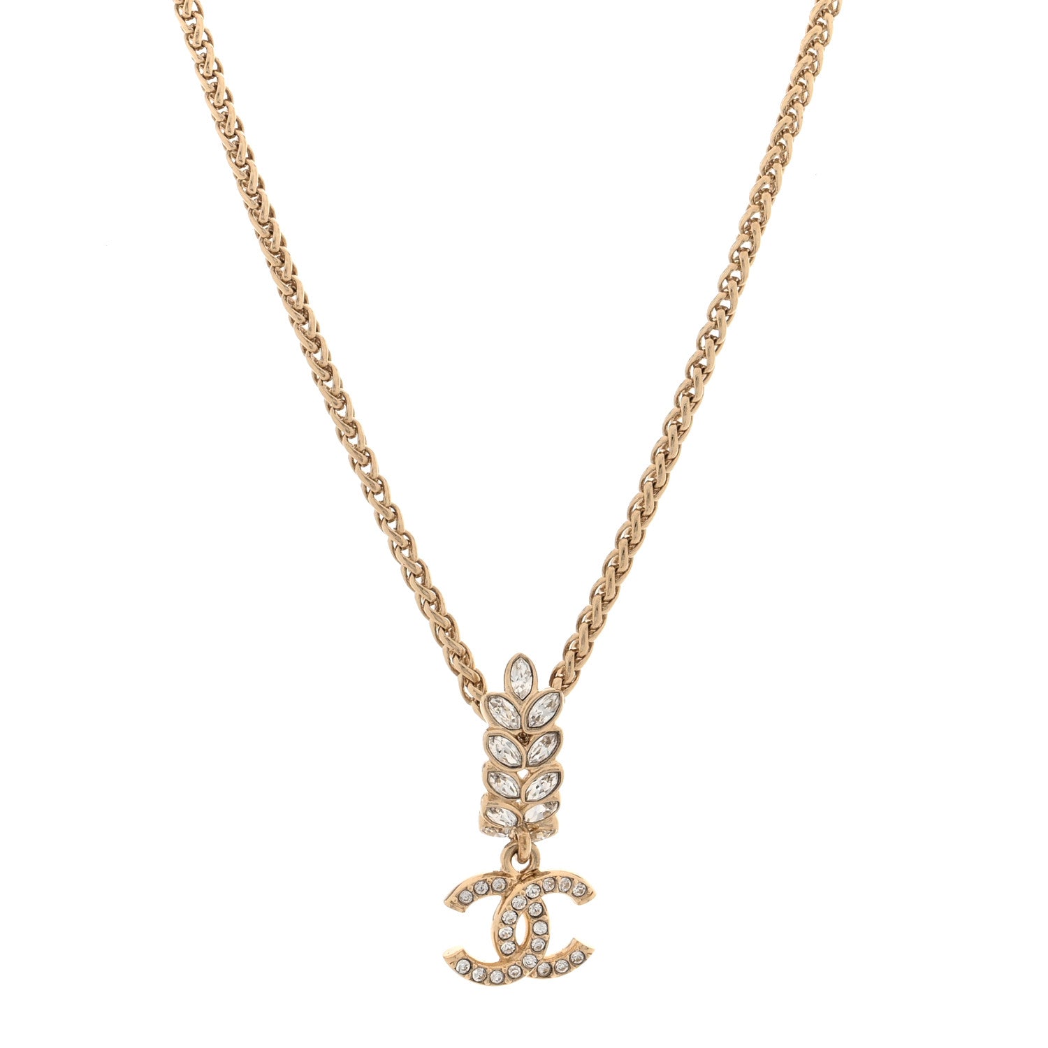 Chanel Crystal CC Pendant Necklace Gold 1 of 5