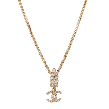 Chanel Crystal CC Pendant Necklace Gold 1 of 5