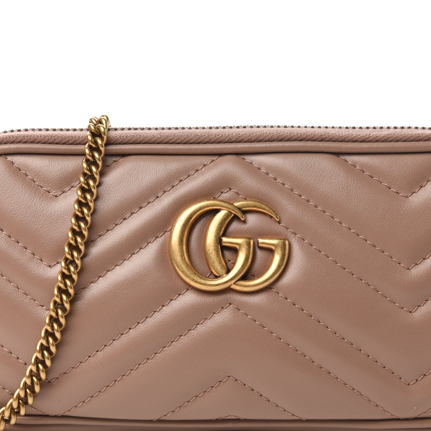 Calfskin Matelasse Mini GG Marmont Chain Crossbody Bag Porcelain Rose