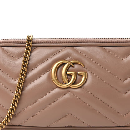 Gucci Calfskin Matelasse Mini GG Marmont Chain Crossbody Bag Porcelain Rose 10 of 10