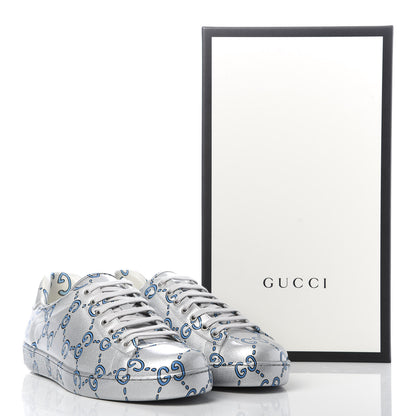 Gucci Miro Rubber Wax GucciGhost Print Mens New Ace Sneakers 10 Silver 10 of 10