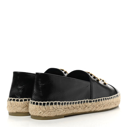 Chanel Patent Calfskin Crystal CC Espadrilles 36 Black 4 of 9