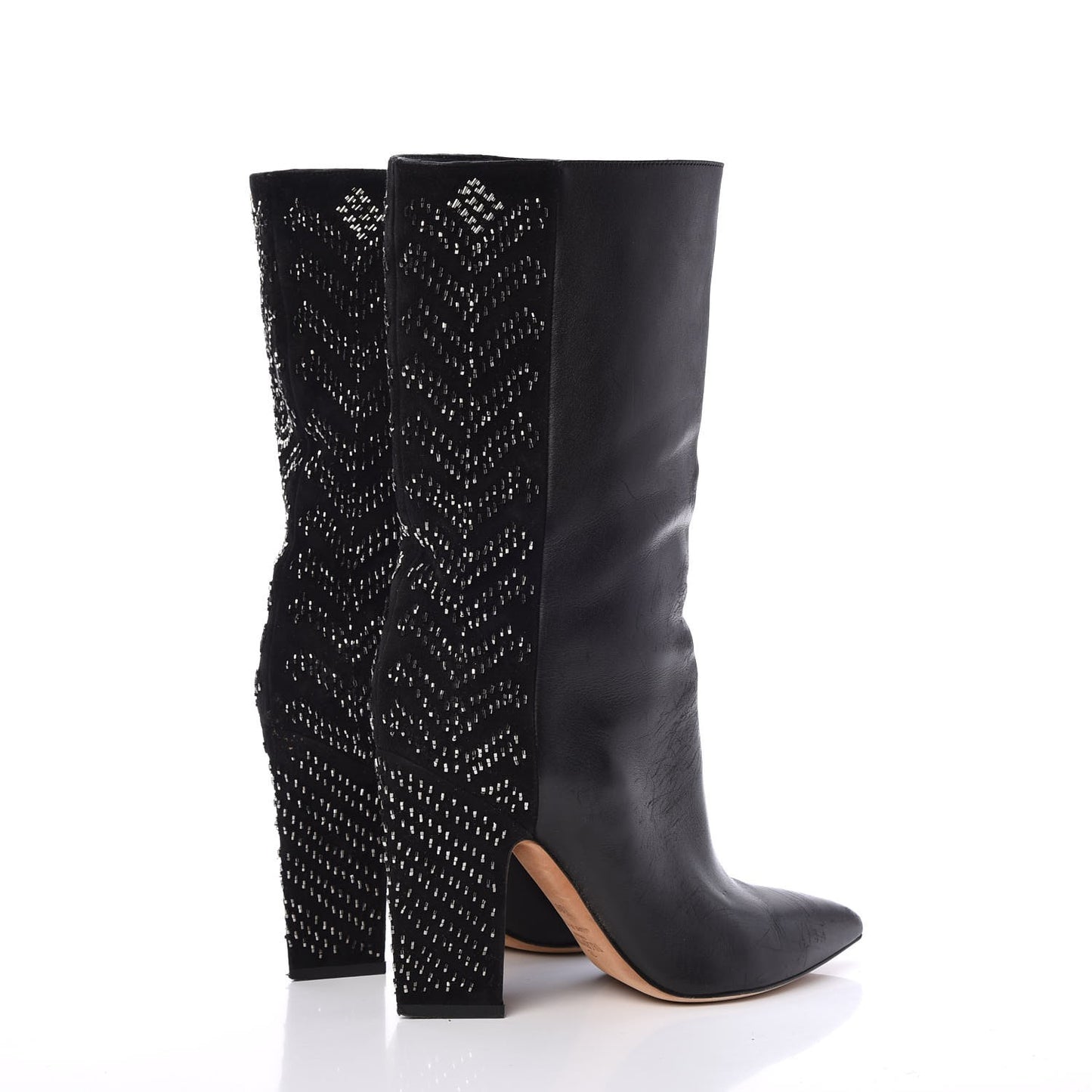 Nappa Suede Beaded Boots 38 Black