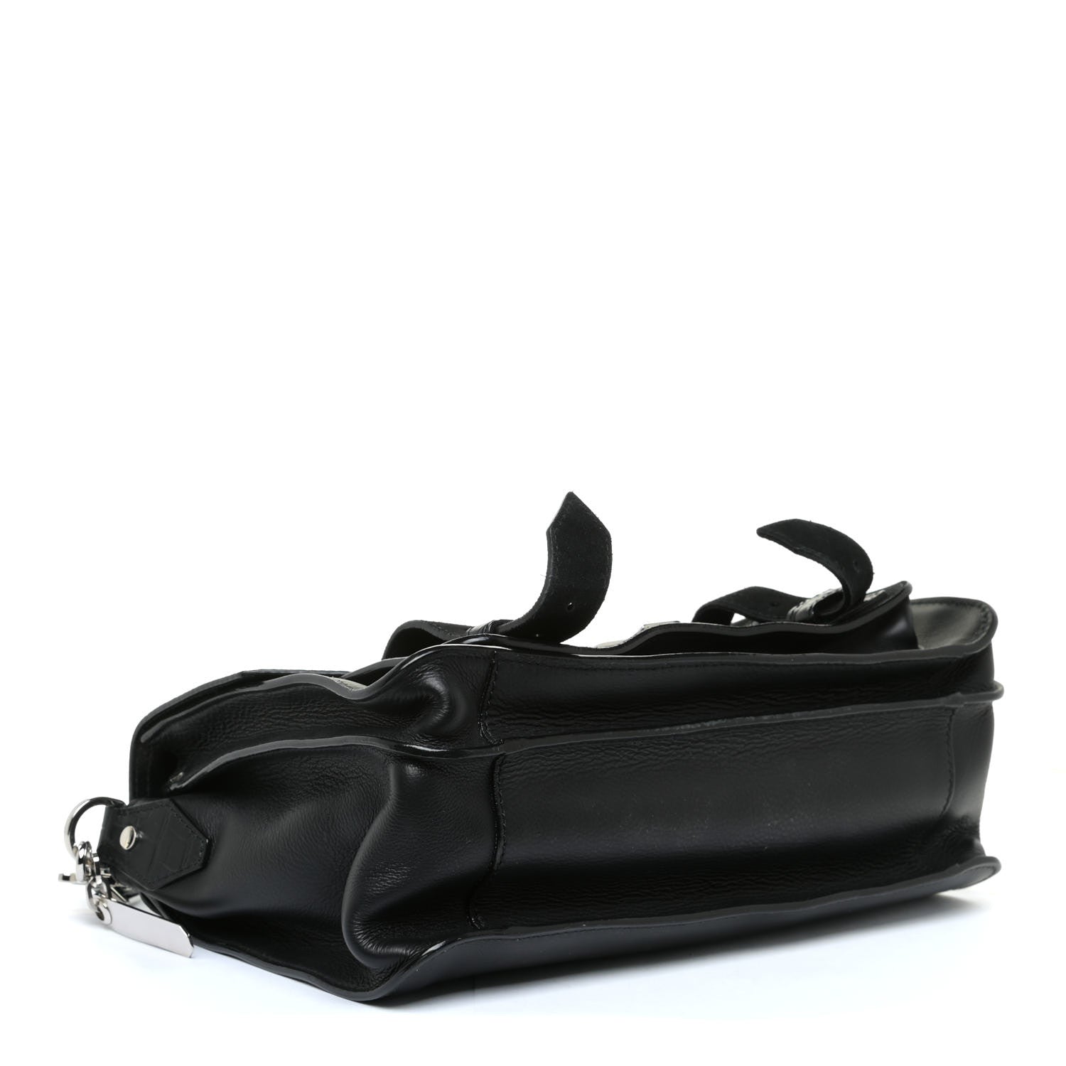 Proenza Schouler Suede Calfskin Crocodile Embossed Medium PS1 Satchel Black 3 of 12