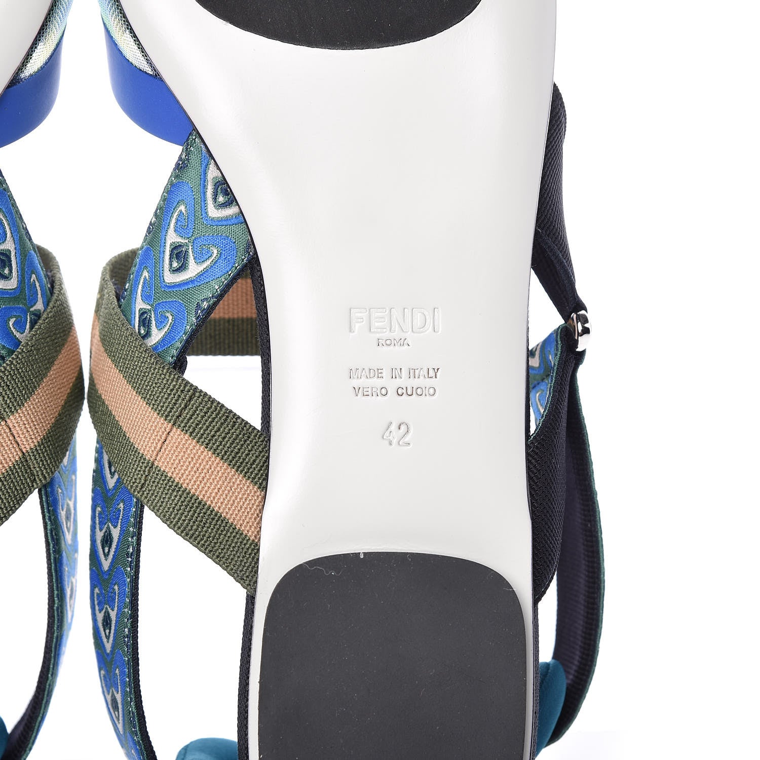 Fendi Technical Mesh Tartan Plaid Colibri Slingback Ballerina Flats 42 Ceruleo Militare Sand Salvia 6 of 8