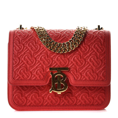 Burberry Grainy Calfskin Monogram Embossed Small TB Chain Bag Bright Red 2 of 10