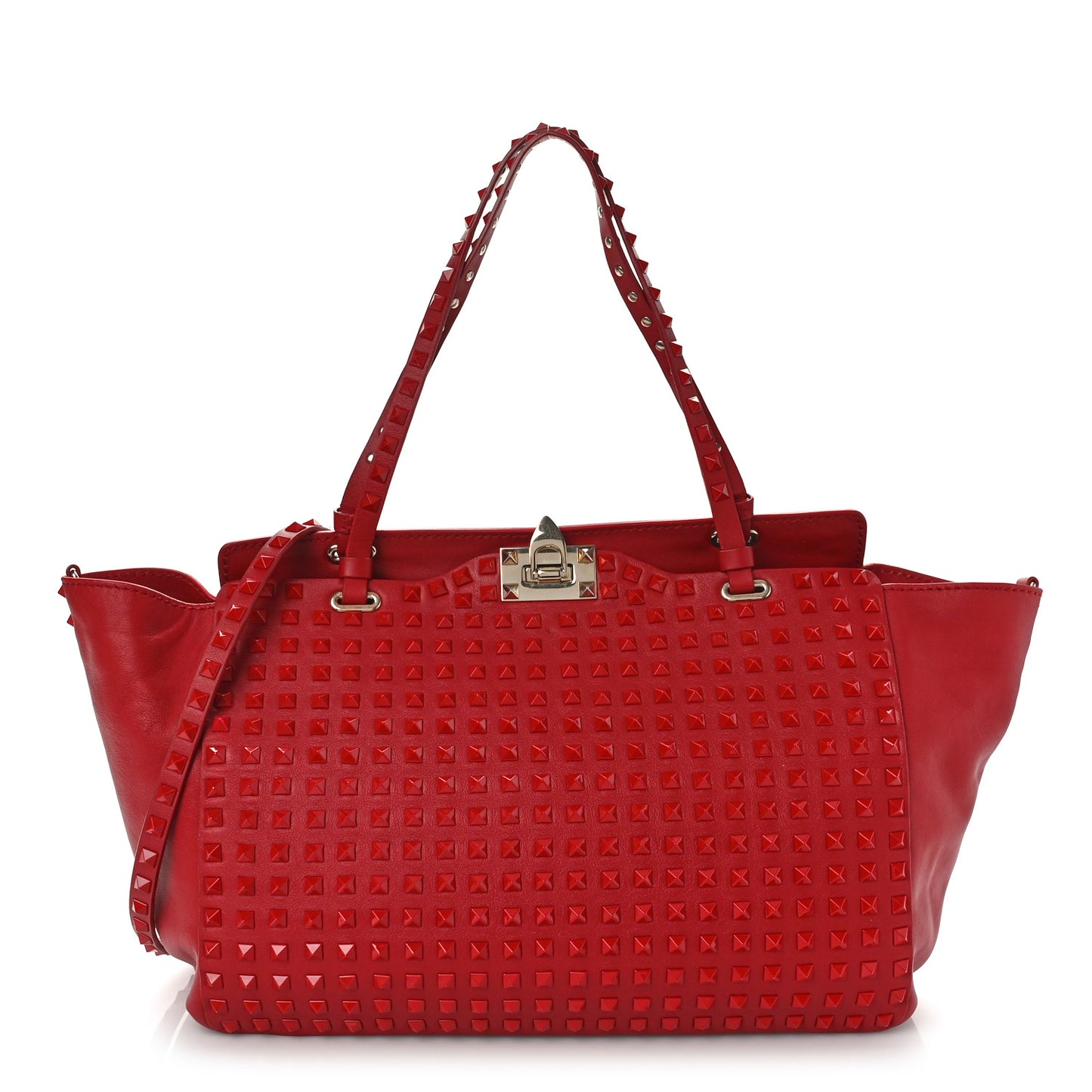 Vitello Monochrome Small Rockstud All Over Tote Rosso Valentino