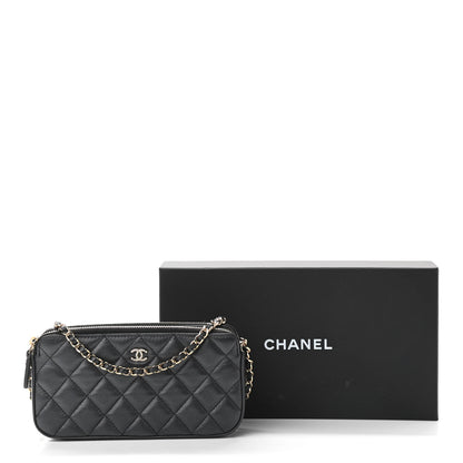 Chanel Iridescent Lambskin Quilted Pearl Clutch With Chain Black 16 of 16