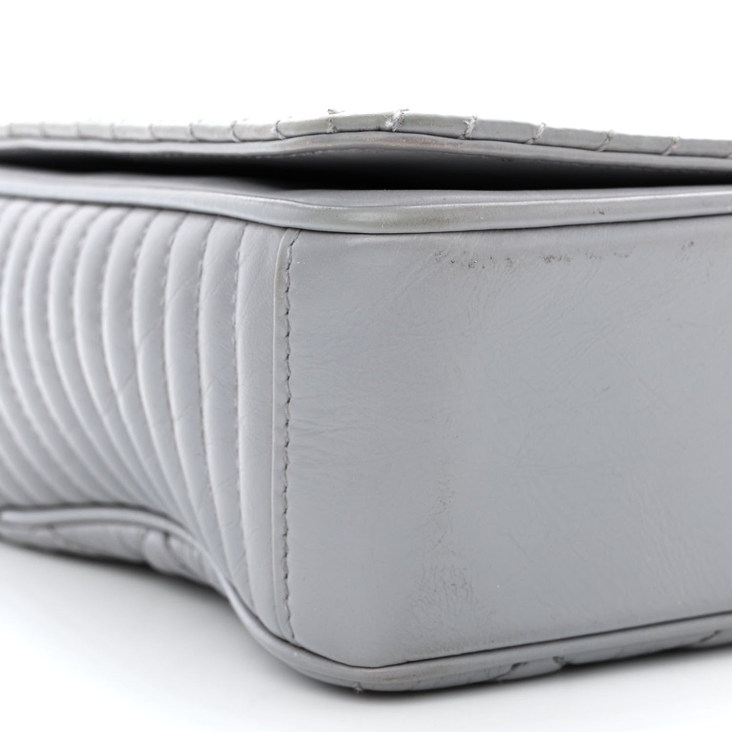 Chanel Glazed Calfskin Quilted Medium Coco Boy Flap Light Grey 8 of 11