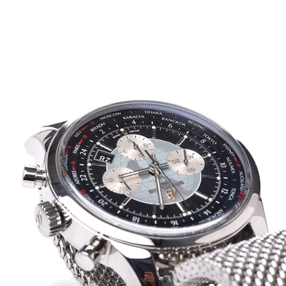 Breitling Stainless Steel 46mm Transocean Unitime Chronograph Automatic Watch Black AB0510 7 of 9