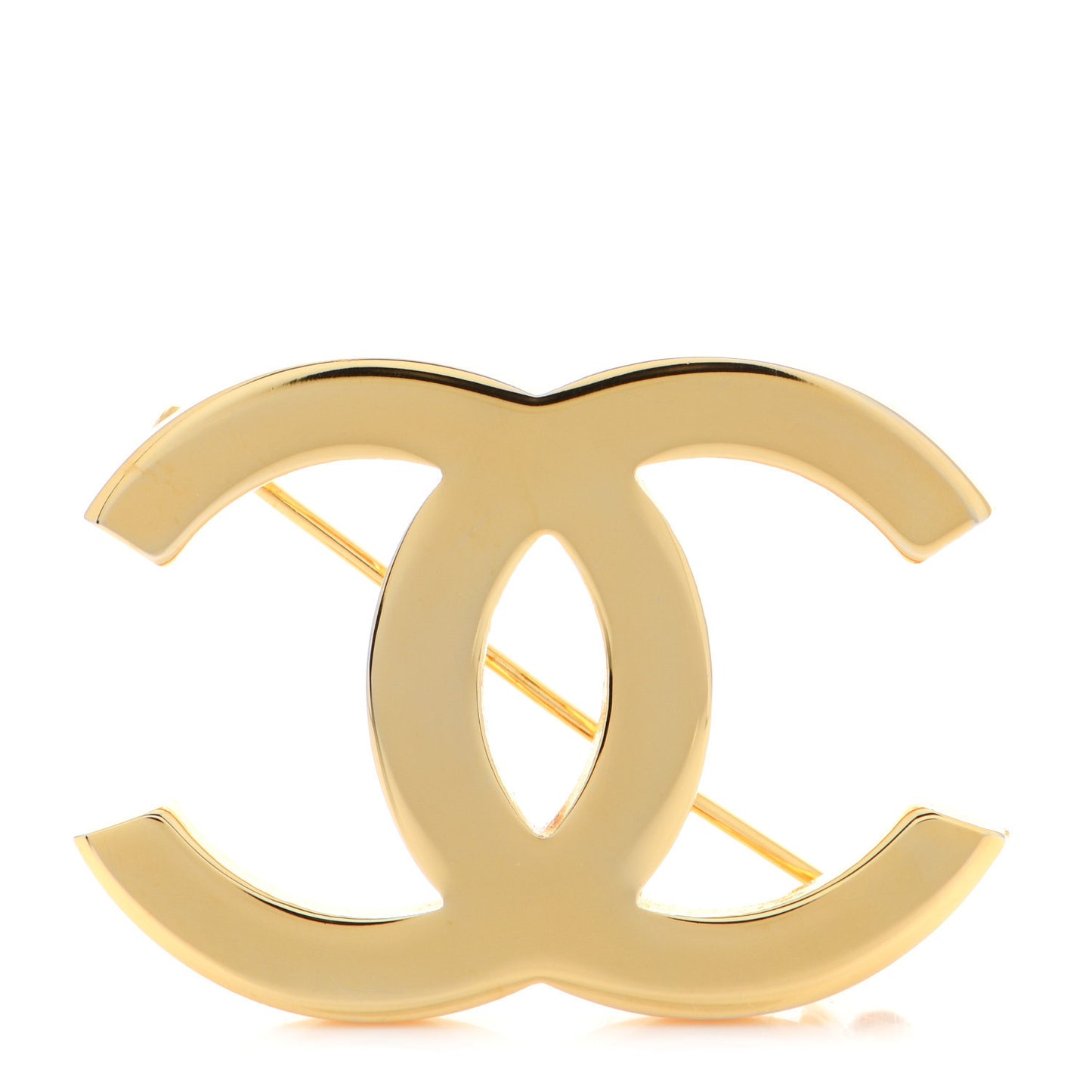 Metal Large CC Brooch Gold