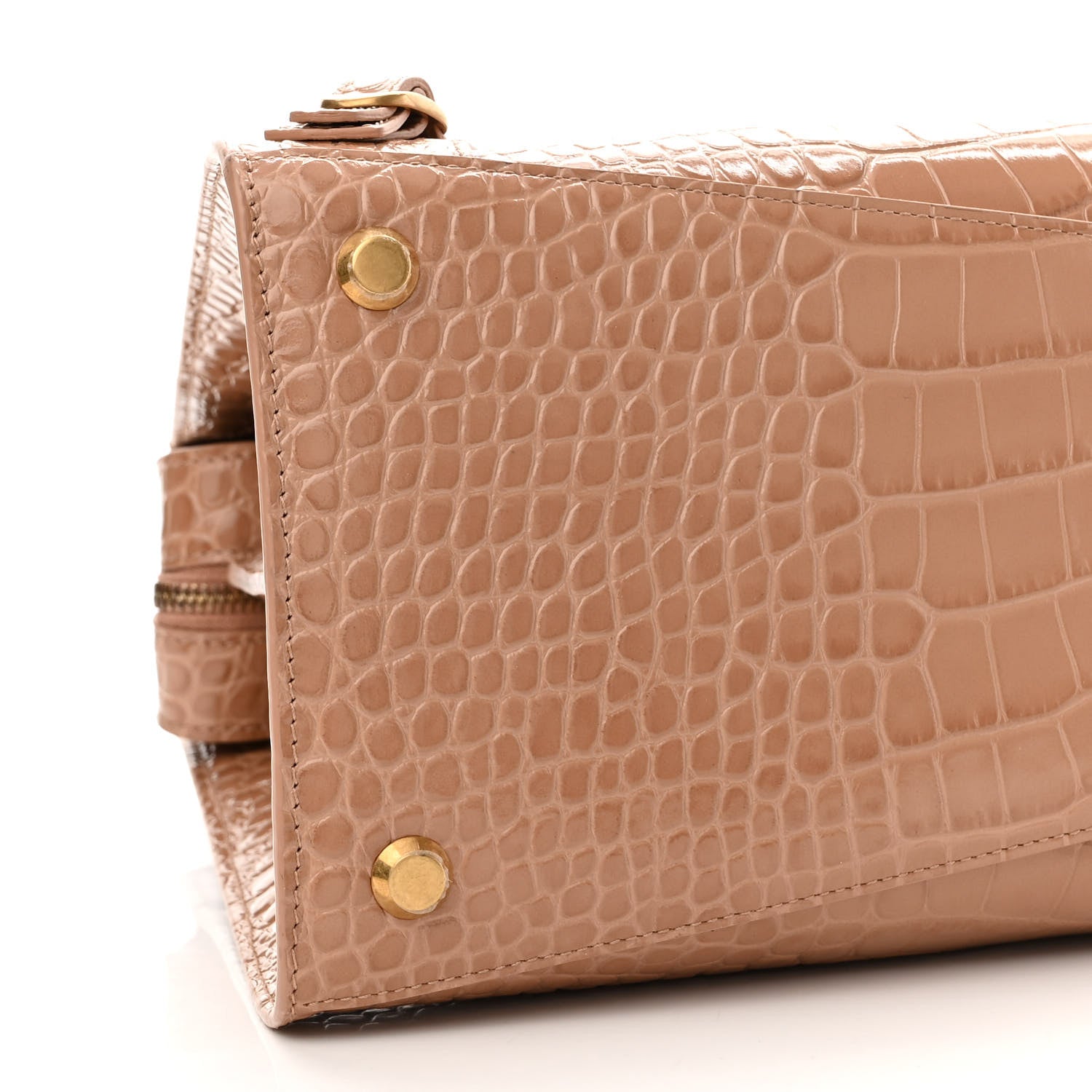 Balenciaga Shiny Supple Calfskin Crocodile Embossed Neo Classic Gold Hardware City Nude Beige 8 of 9
