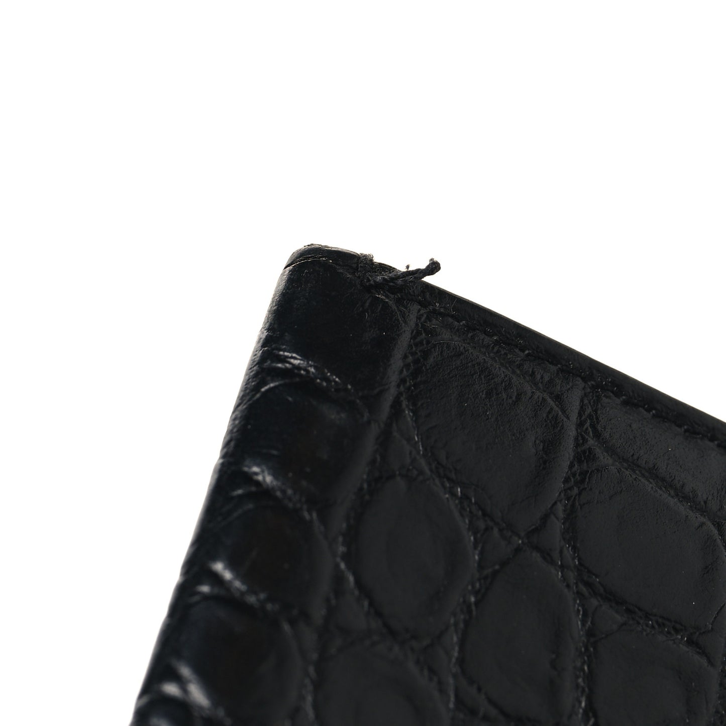 Calfskin Crocodile Embossed Sac De Jour Card Case Black