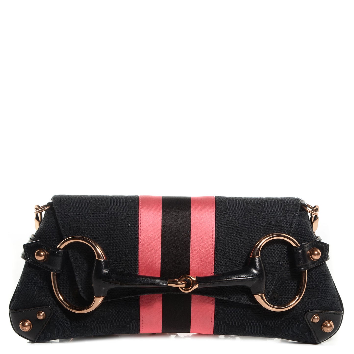 Monogram Horsebit Web Clutch Black