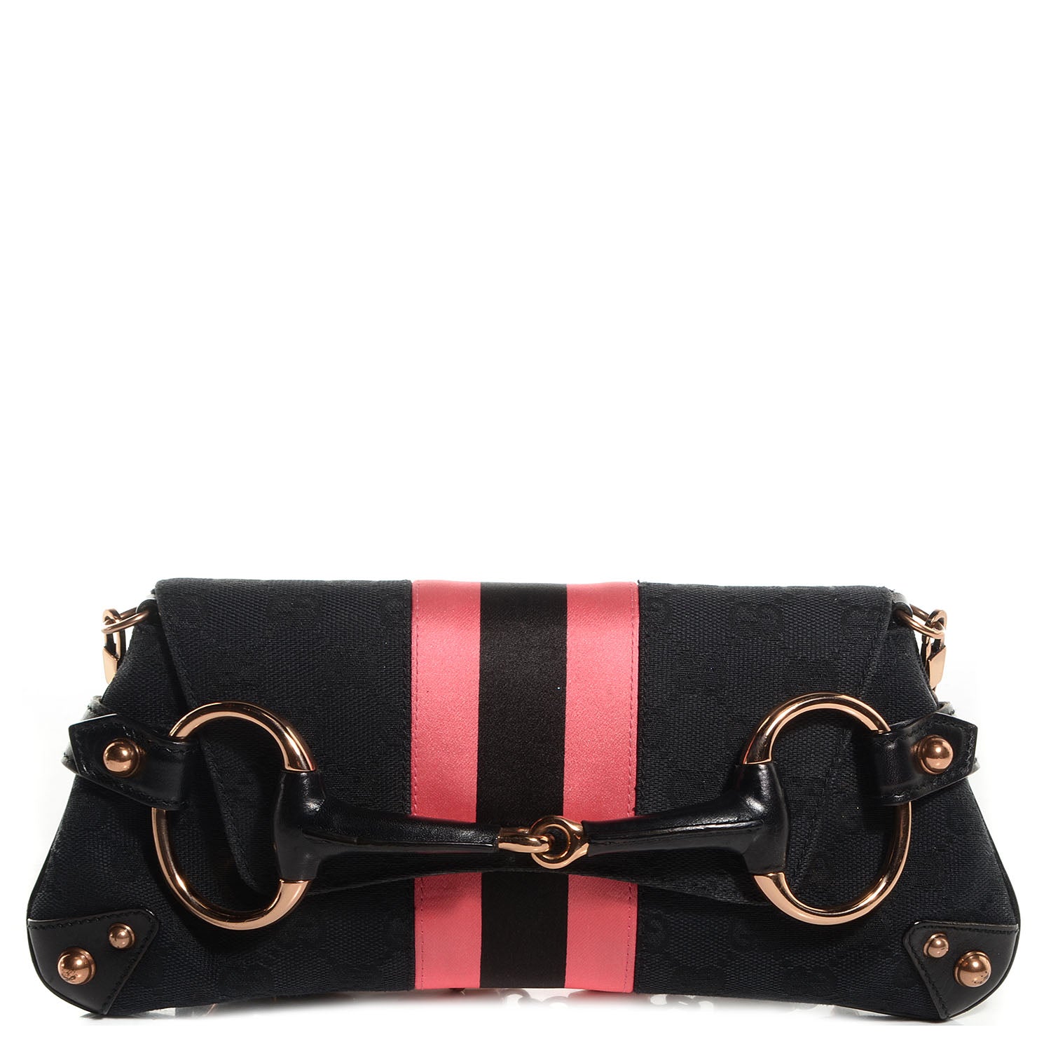 Gucci Monogram Horsebit Web Clutch Black 1 of 7