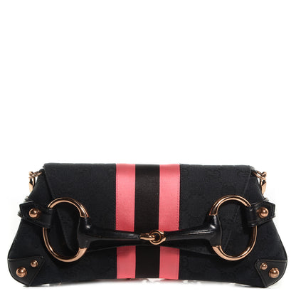 Gucci Monogram Horsebit Web Clutch Black 1 of 7
