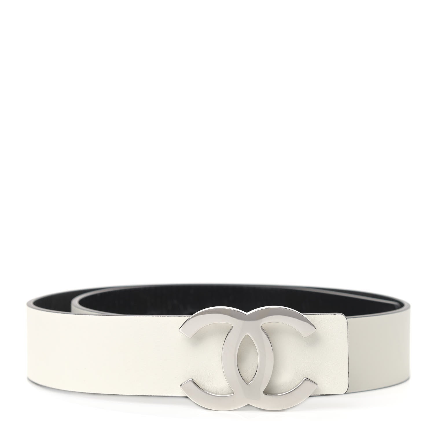 Chanel Patent Calfskin CC Reversible Belt 85 Black White 1 of 7