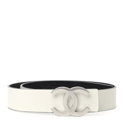 Chanel Patent Calfskin CC Reversible Belt 85 Black White 1 of 7