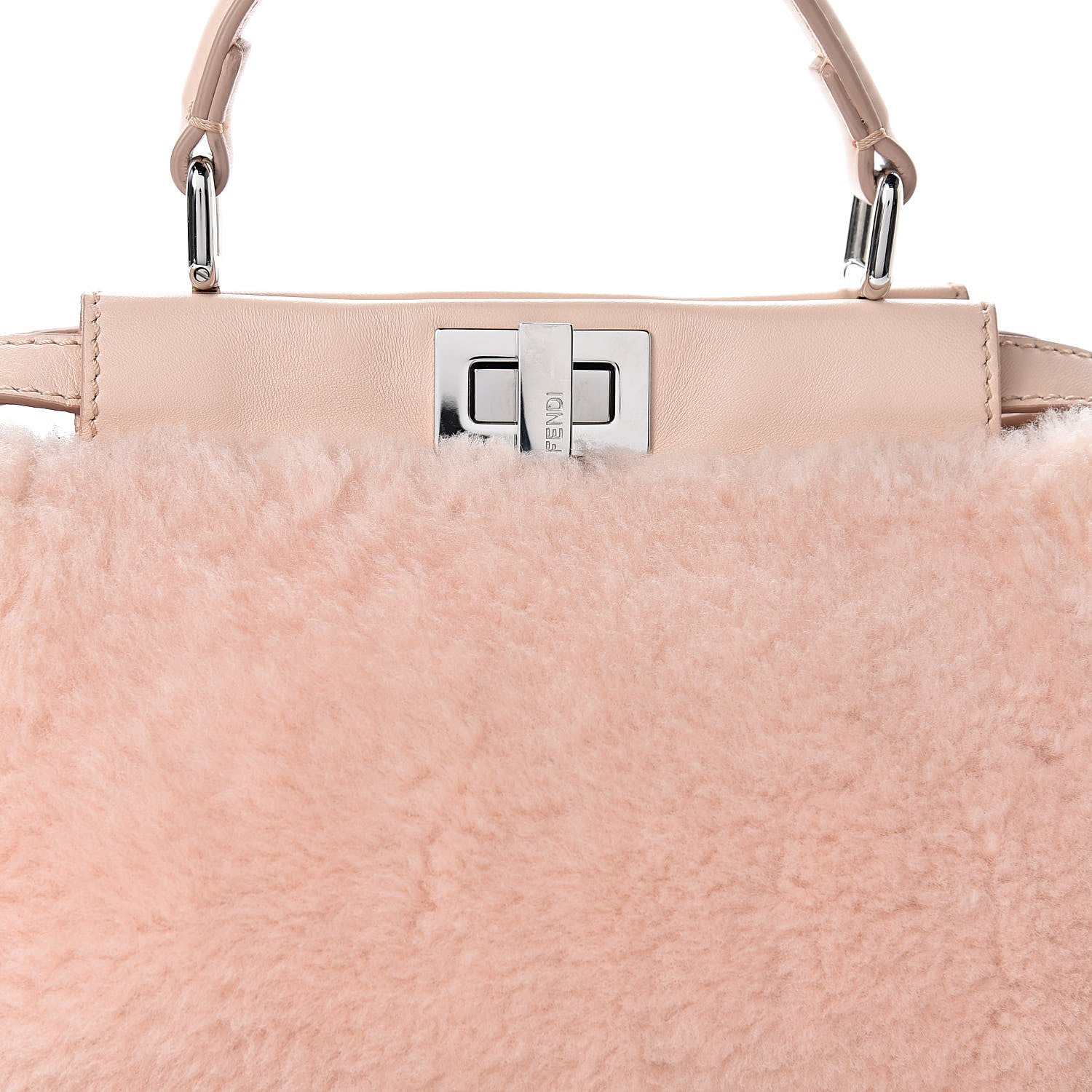 Fendi Shearling Shiny Nappa Mini Peekaboo Iconic Satchel Light Rose 9 of 15